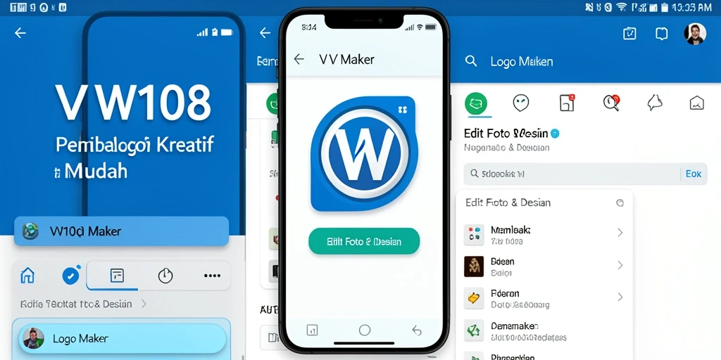 Tampilan antarmuka VW108 untuk pembuatan logo yang intuitif.